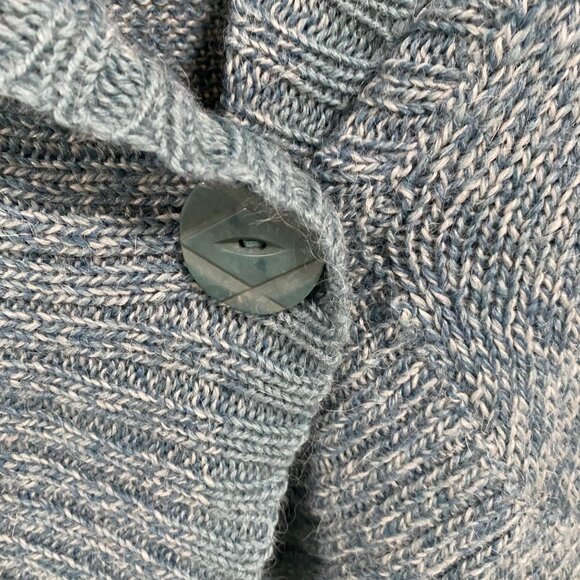 Anthropologie Monogram Heathered Teal Cardigan Shawl Wool Alpaca Blend Sweater M - Picture 2 of 8